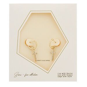 Paved Cross Dangle Hoops